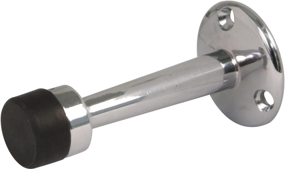 Deurstopper 19 x 75 mm - Messing - Gepolijst chroom - Wandmontage voor bescherming - ShopVlot
