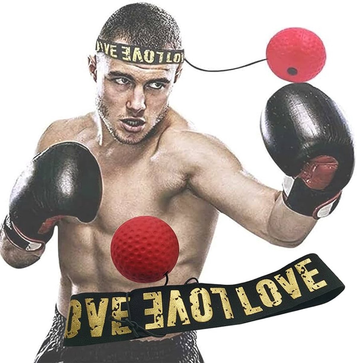 Boxbal - Reflexbal - Boksbal hoofdband - Reflex training bal - Speed training - Boxing reflex ball - Rood - Grijze hoofdband - Jonyx