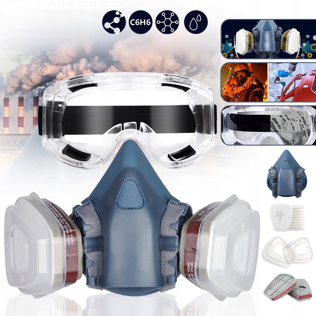 Professionele Halfmasker Ademhalingsbescherming - Stof- en Gasfilter