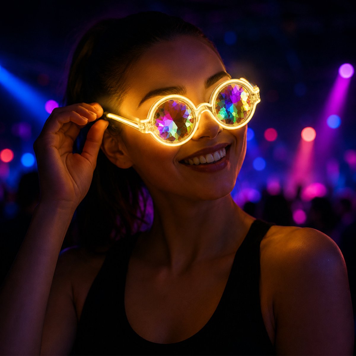 Doppler Prism Party Glasses – LED Kaleidoscoop Bril – Festival, Rave, Carnaval & Feest – LimeGroen