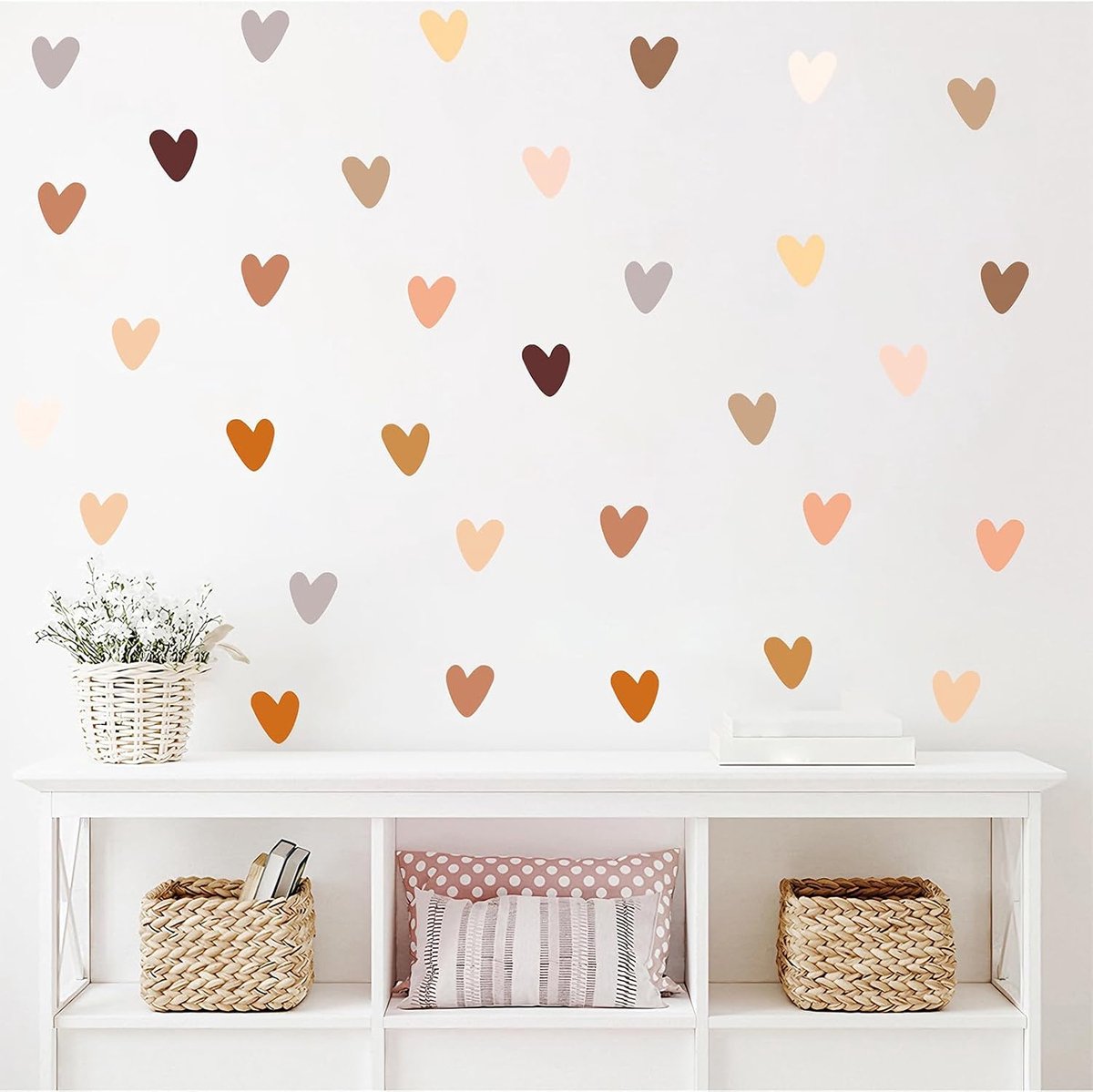 Muurstickers kinderkamer hartjes - zelfklevend - boho-decoratie - vrolijke wanddecoratie voor meisjes - ShopVlot
