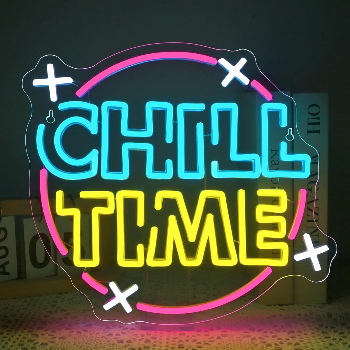 Neon Sign Chill Time - LED Wandlamp - Flexibele dimfunctie - Perfect voor tienerkamers - ShopVlot