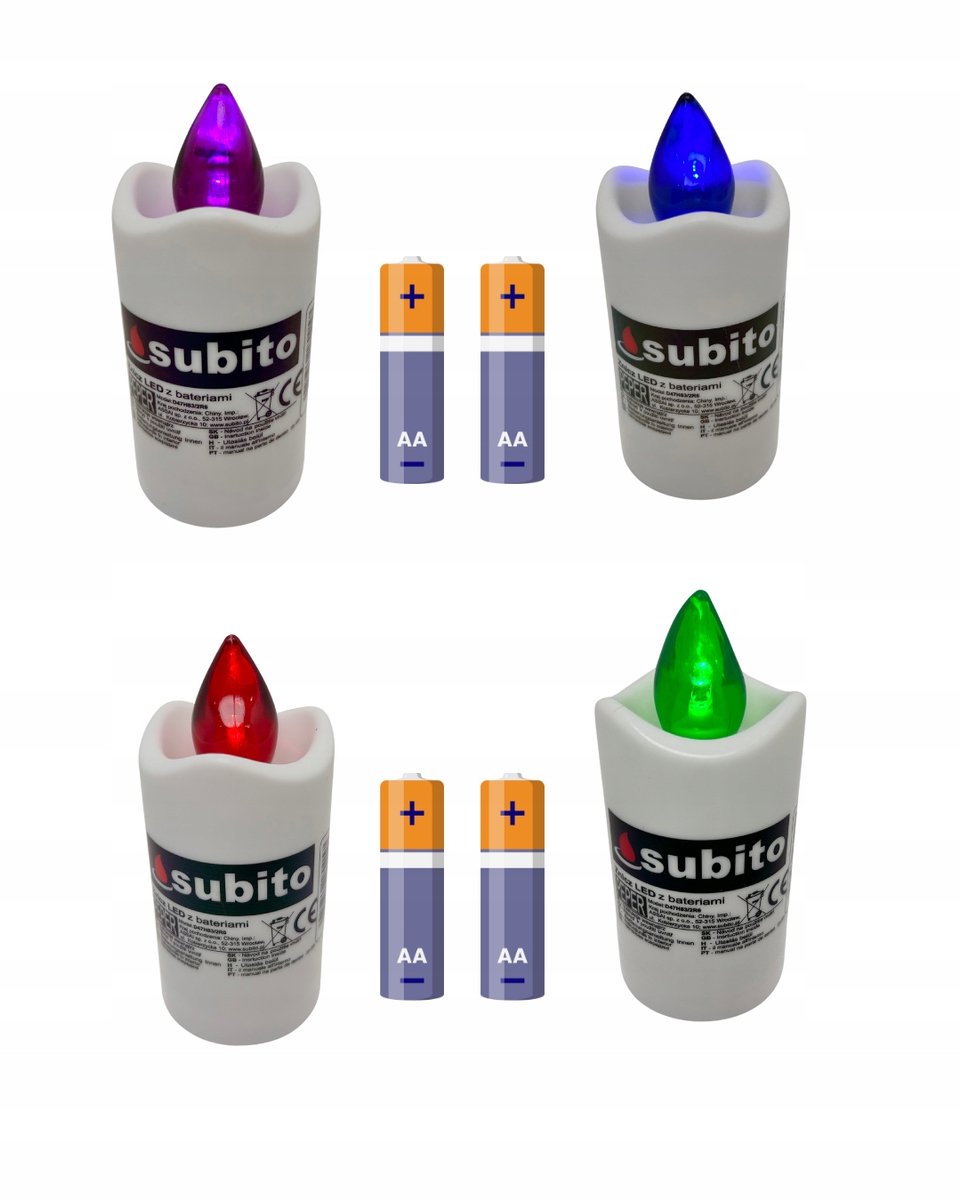 LED Grafka Kaars 720u - Groen, Blauw, Paars, Rood - Inclusief Batterijen