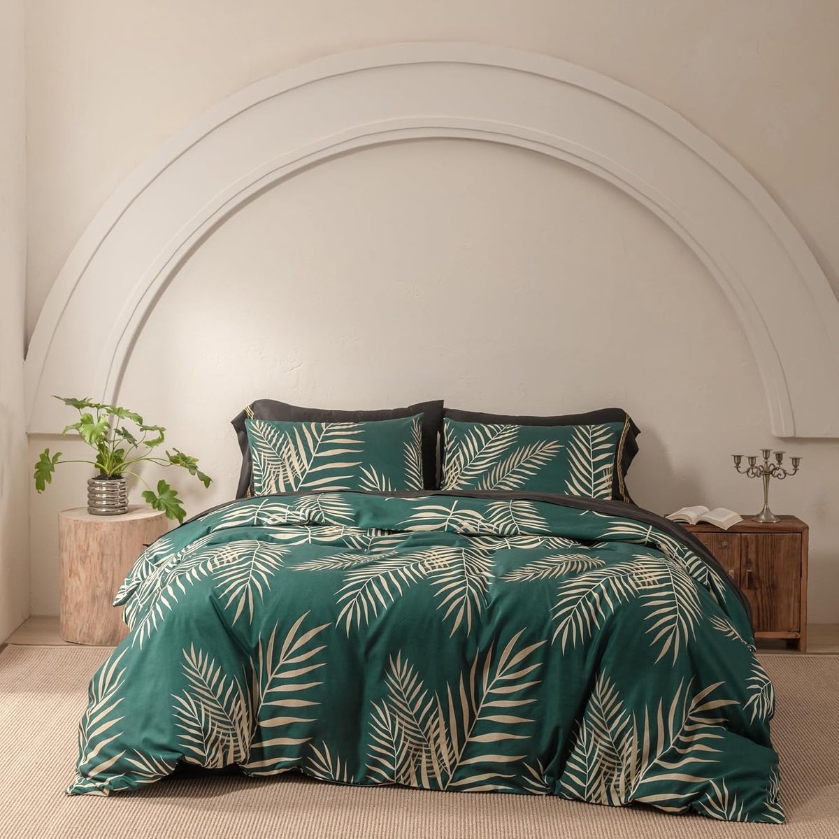 Dekbedovertrek 200 x 200 cm - Gouden Bladeren Motief - Modern en Elegant - Zacht Microfiber - SnelShoppen