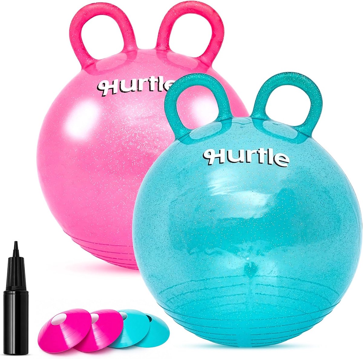 Skippy Balls Set 46 cm - Turquoise & Pink - Dubbele Handvatten - Voor Balans en Coördinatie - SnelShoppen