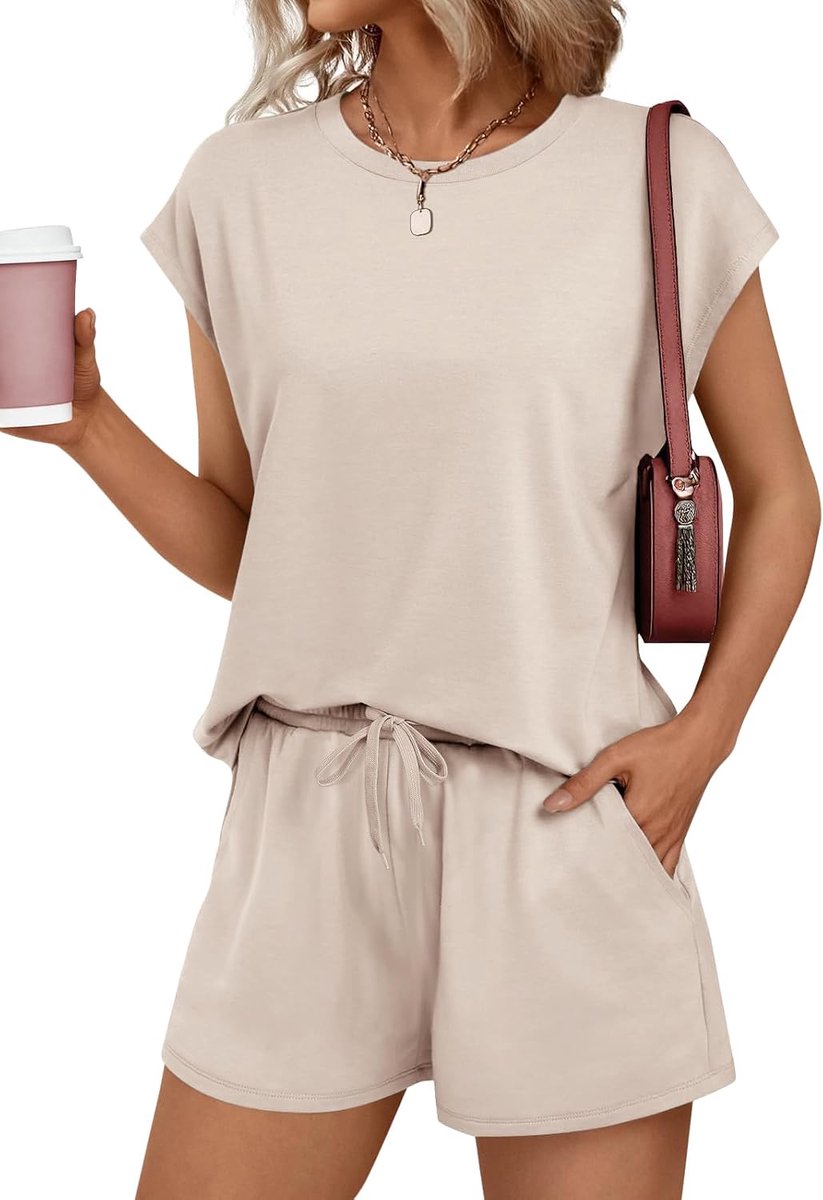 Twee-delige leisure suit dames - katoen - elegant design - perfect voor thuis - SnelShoppen