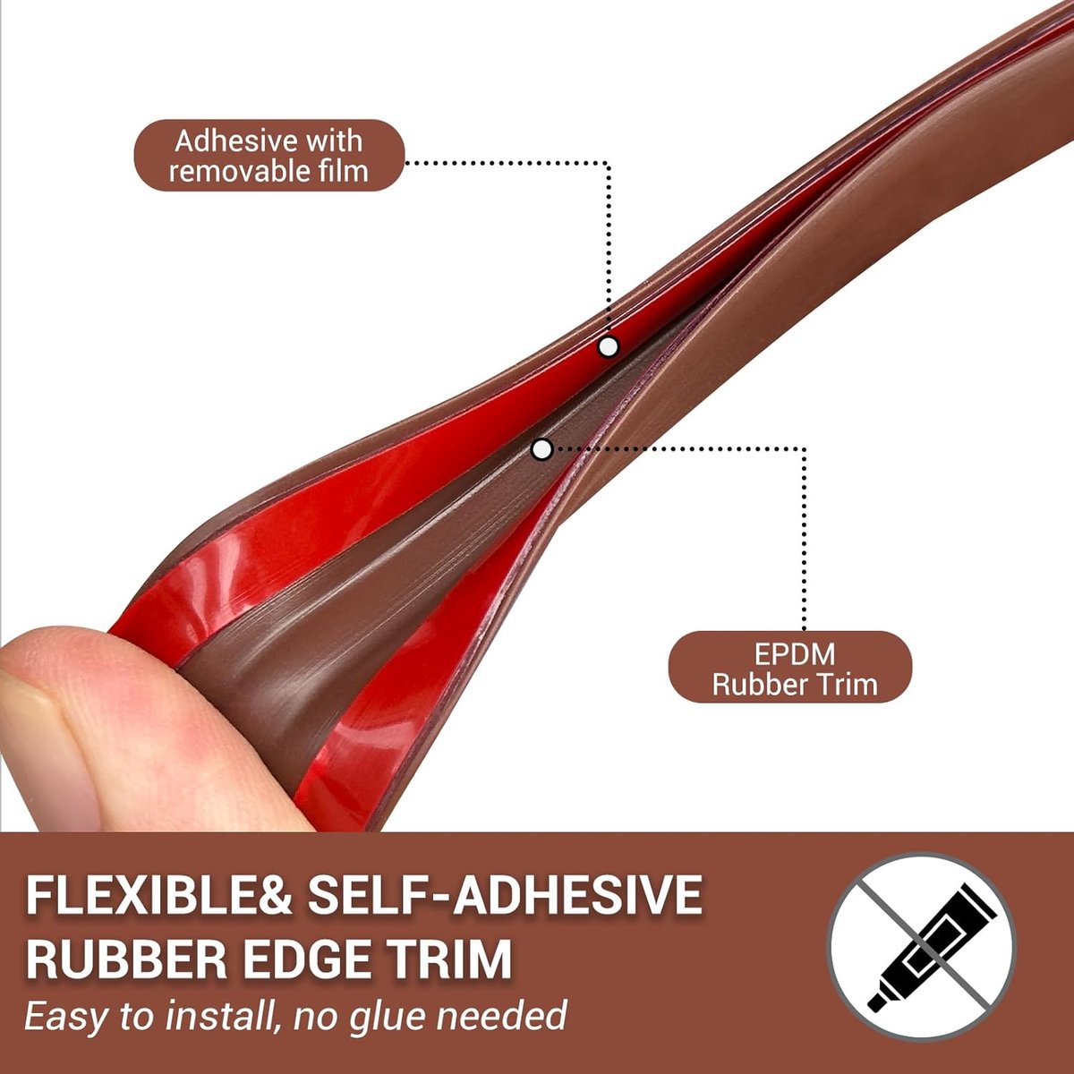 Rubberen randbekleding - Randbescherming U-profiel - Scherpe randen afwerken - Zelfklevend EPDM-rubber - 6 meter lengte - Bruin