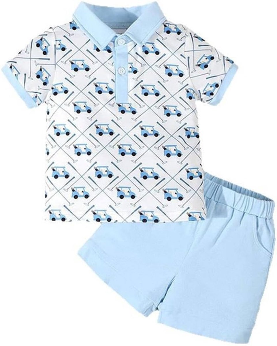 Baby jongens outfits 2-delig - korte mouwen - polo kraag - comfortabele zomer tracksuit - SnelShoppen