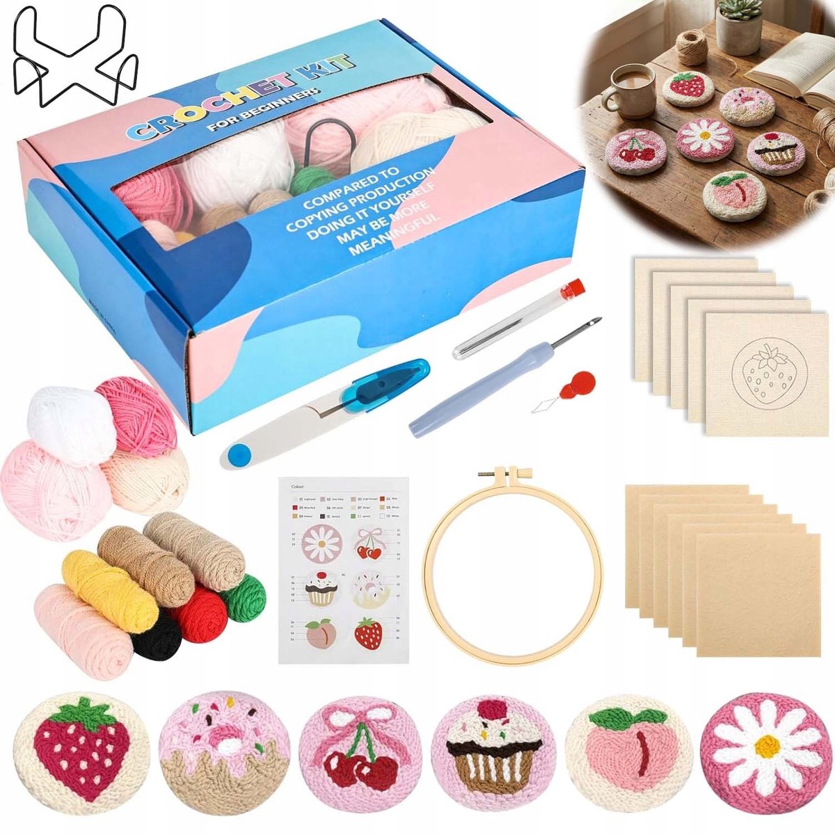 DIY Borduurset set 6 Patronen - Mokonderzetters Maken