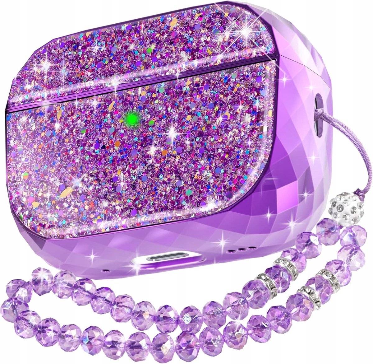 AhaStyle Glitter Hoesje voor AirPods Pro 2 - Paars Beschermhoes