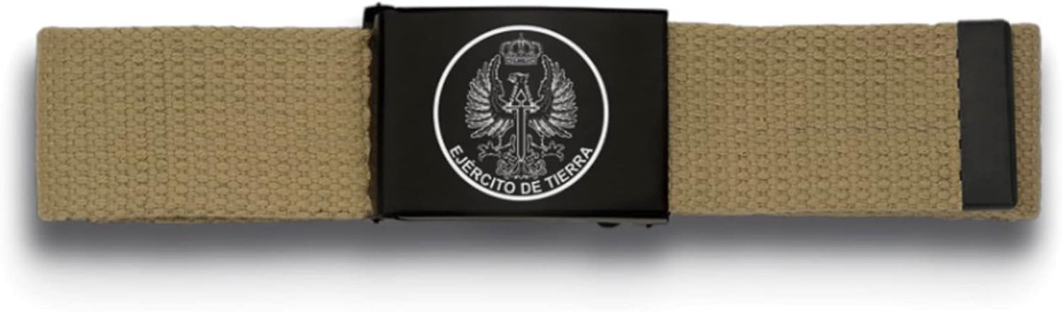 Belt met embleem Spaanse Aarde - nylon band - lasergravure op metalen gesp - verstelbare lengte 135 cm - ShopVlot
