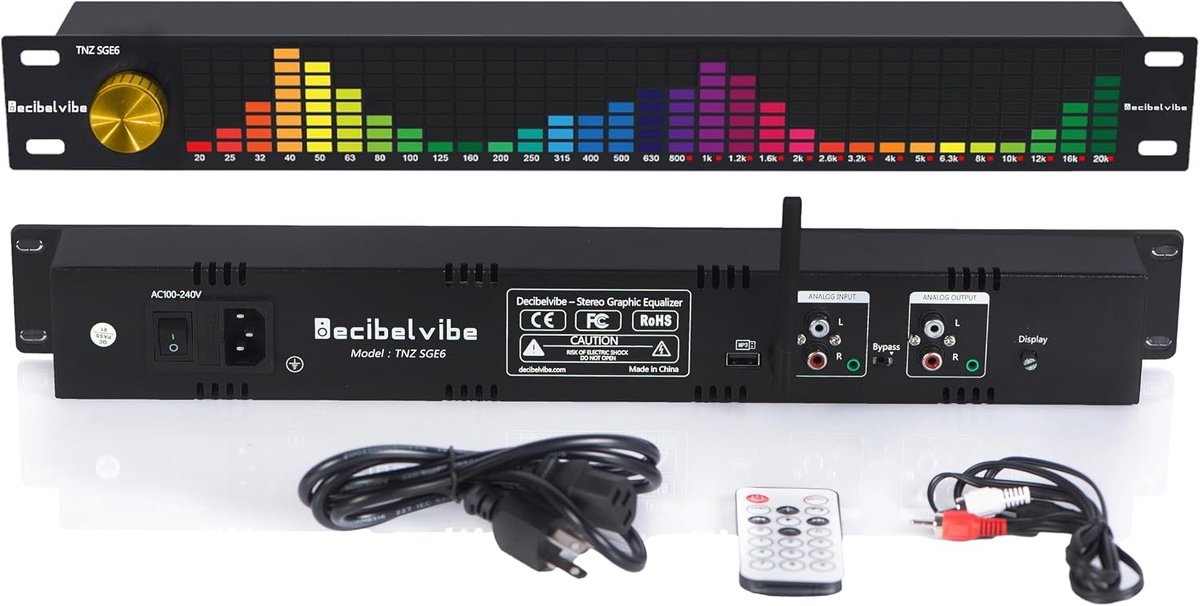 Audio graphic equalizer 31-band - RCA en bluetooth input - audio preamplifier - perfect voor HiFi systemen - ShopVlot