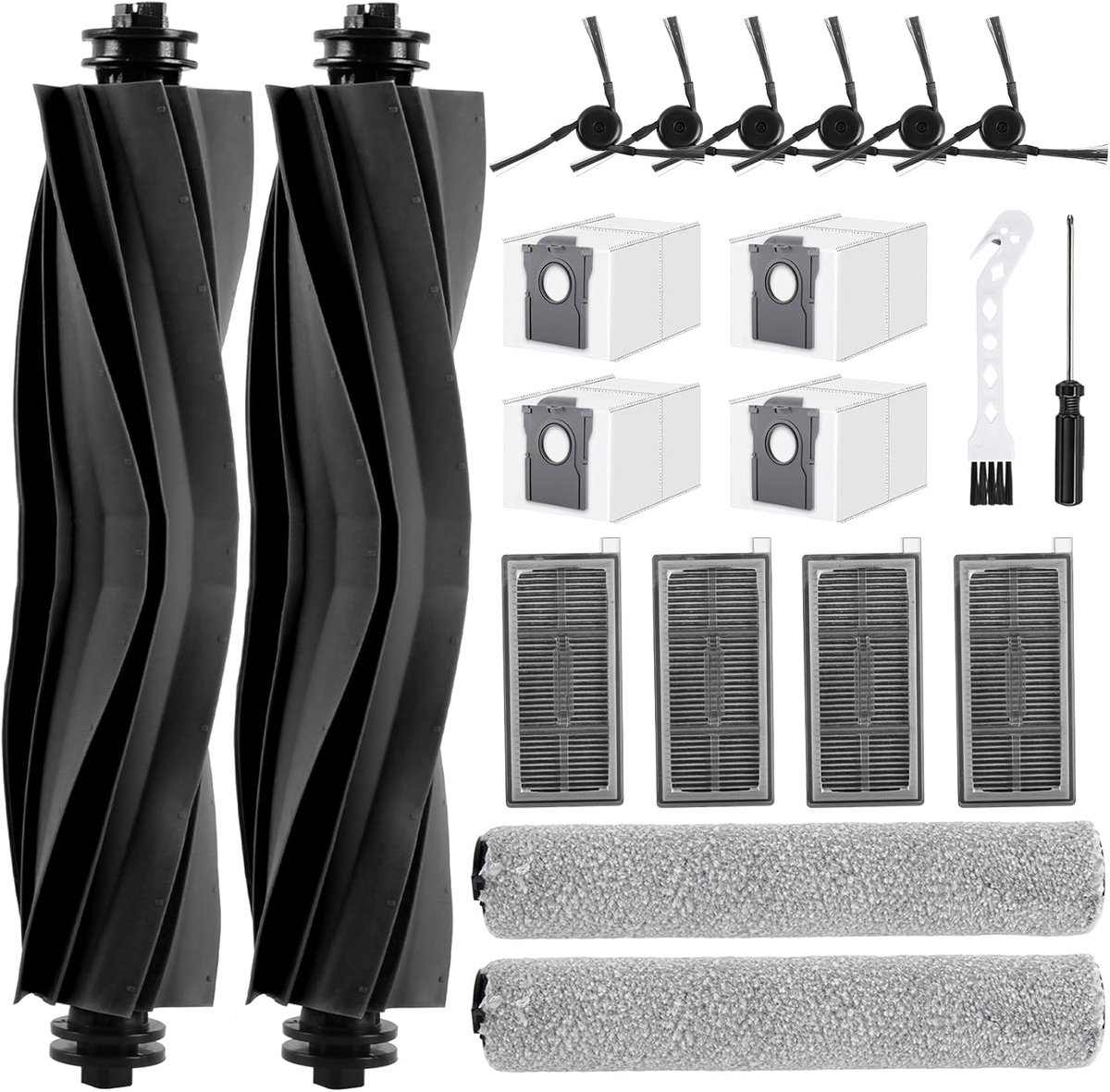 Robotstofzuiger accessoires set - 20 stuks - inclusief filters, borstels en dweilrollen - perfect voor Mova S70 Roller - ShopVlot