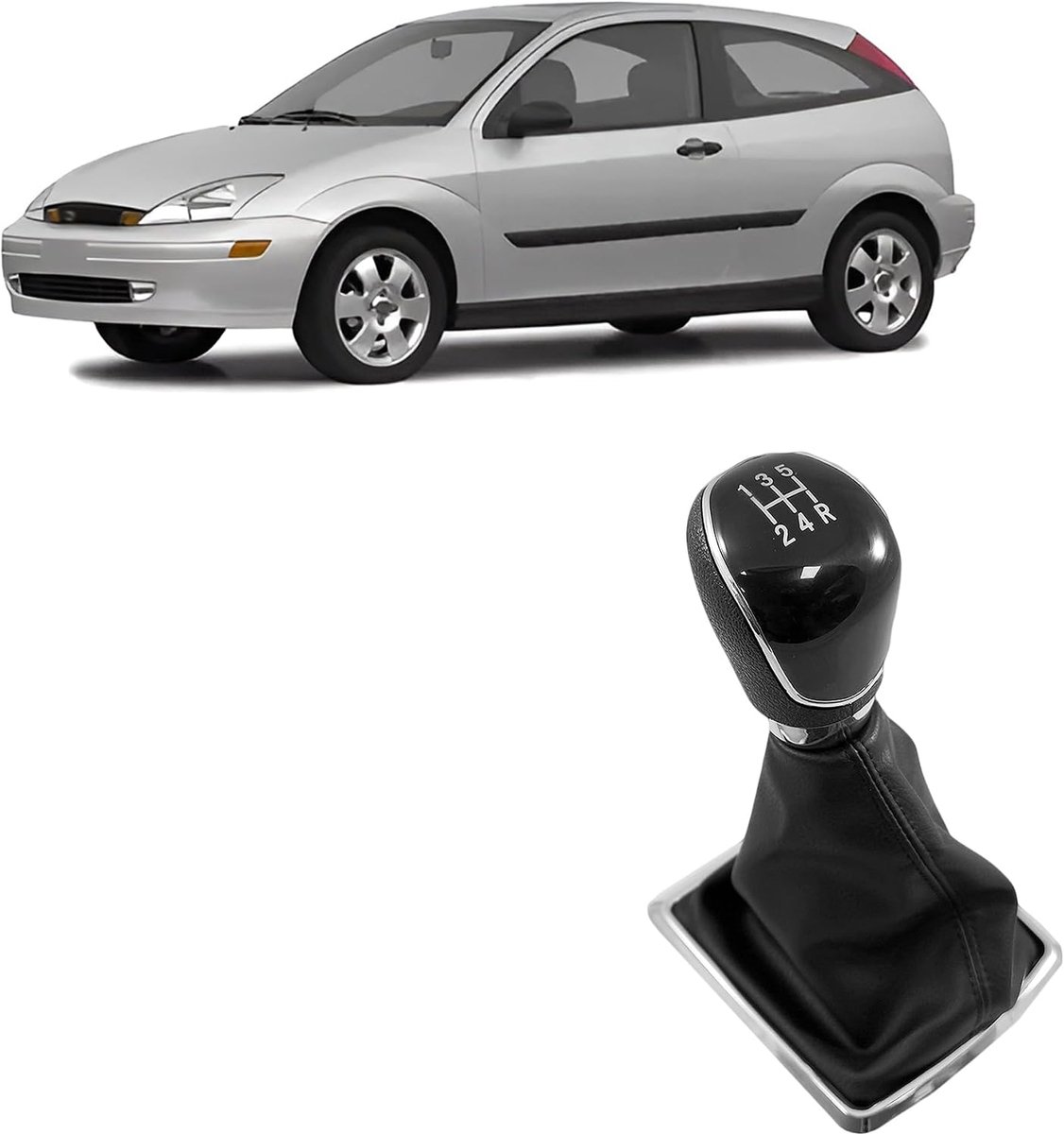 Versnellingspook knop 5 Speed - PU Leer Zwart - Modern design met chromen details - Ergonomisch comfort - ShopVlot