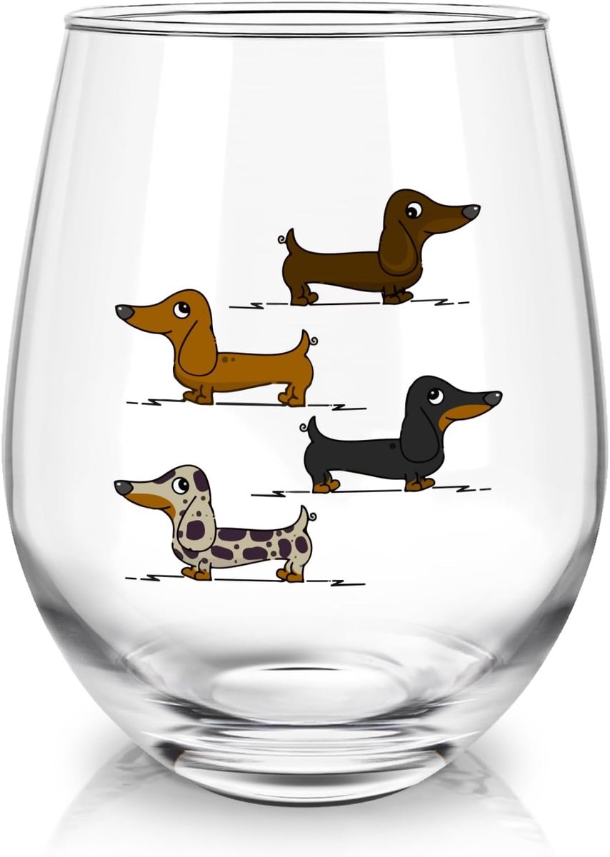 Wijnglas met teckelgravure 520ml - Kristalglas - Uniek cadeau voor dachshundliefhebbers - Geniet van wijn - ShopVlot