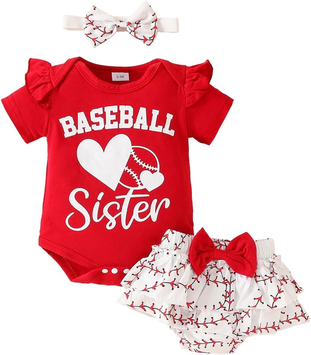 Babykleding meisjes 0-18 maanden - Rood met liefde print - Korte mouwen met ruches - SnelShoppen