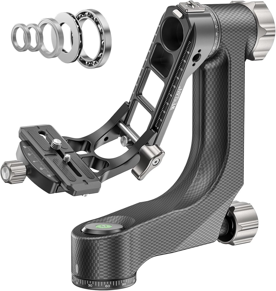 Gimbal tripod head 360° panorama - carbon fiber - maximale belasting 20 kg - ideaal voor DSLR camera - SnelShoppen