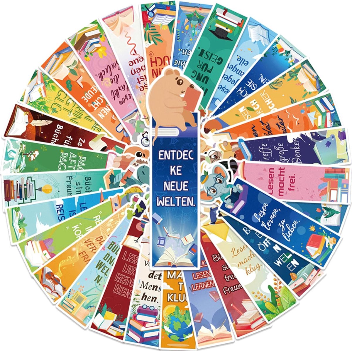 Bladwijzers Dieren Set - Boekenleggers Papier - Lezen Markeren - Motiverend Ontwerp - 30 stuks - Multicolor