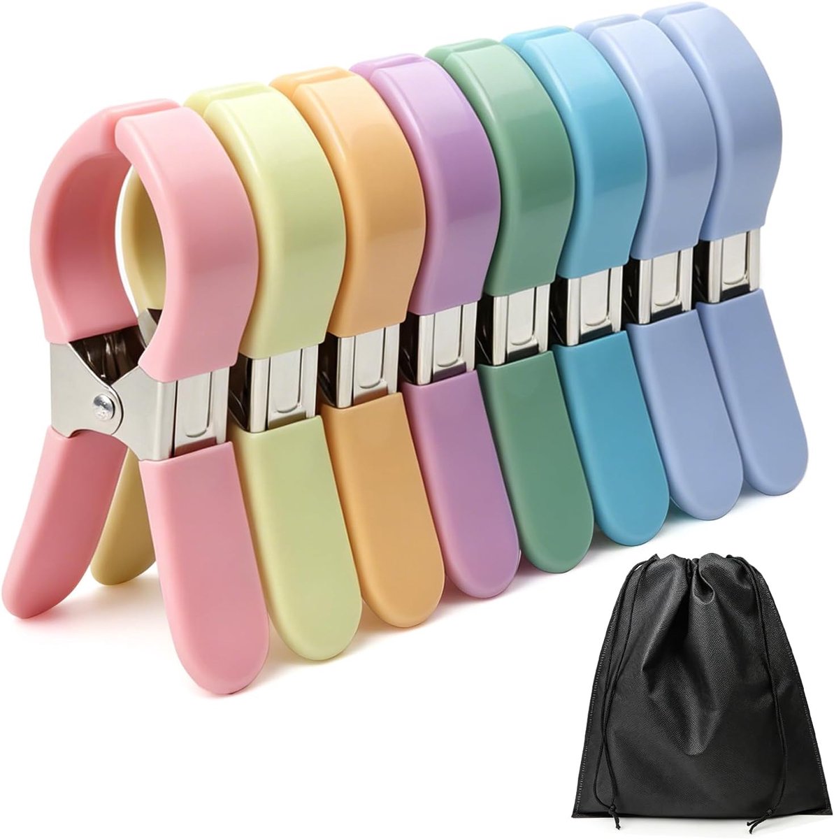 Towel clips groot - 8 stuks - roestvrij staal - windproof voor strandstoelen - SnelShoppen