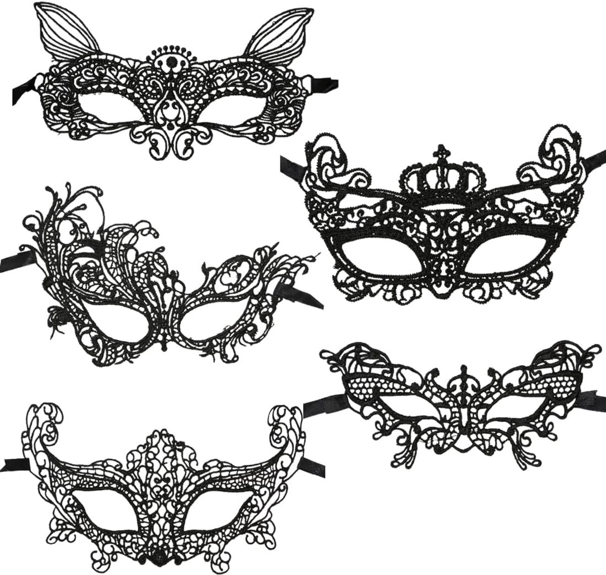 Lace oogmasker voor vrouwen - zwart - sexy venetiaans design - perfect voor masquerade feest - SnelShoppen