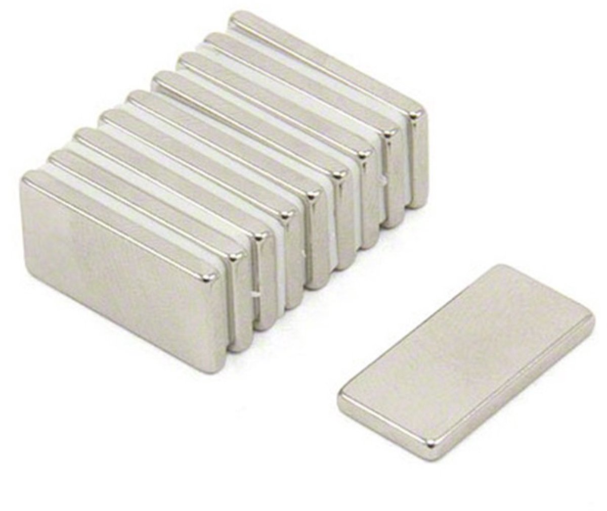 Neodymium magneten 20 x 10 x 2 mm - extra sterk N52 - rechthoekig - ideaal voor whiteboard - SnelShoppen