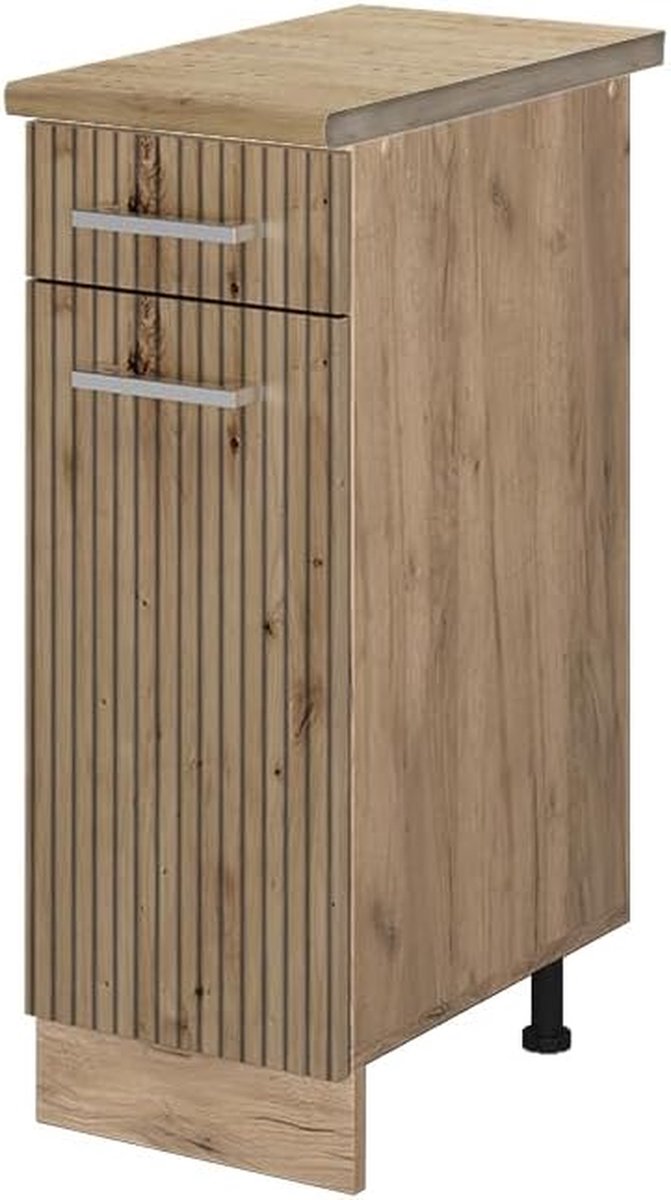 Keukenkastje Onderkast - Ladekast Keuken - Keuken Organiseren - Flexibel Combineerbaar - 30 cm - Eikenhout