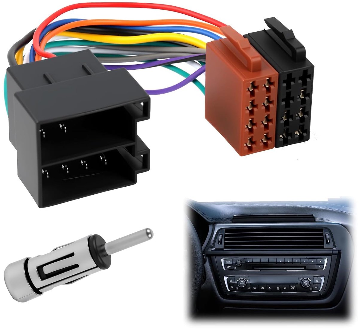 Auto Radio Adapter Set - ISO Radio Adapter Antenne DIN - 16-Pin ISO Plug naar Socket - Eenvoudige installatie - SnelShoppen