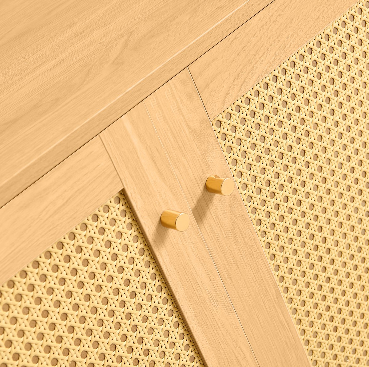 REDOM Dressoir - Modulair - 3-deurs - Opbergkast met plank - Rattan deuren - Landelijke stijl - Woonkamer - MDF - Naturel - 180 x 40 x 63 cm