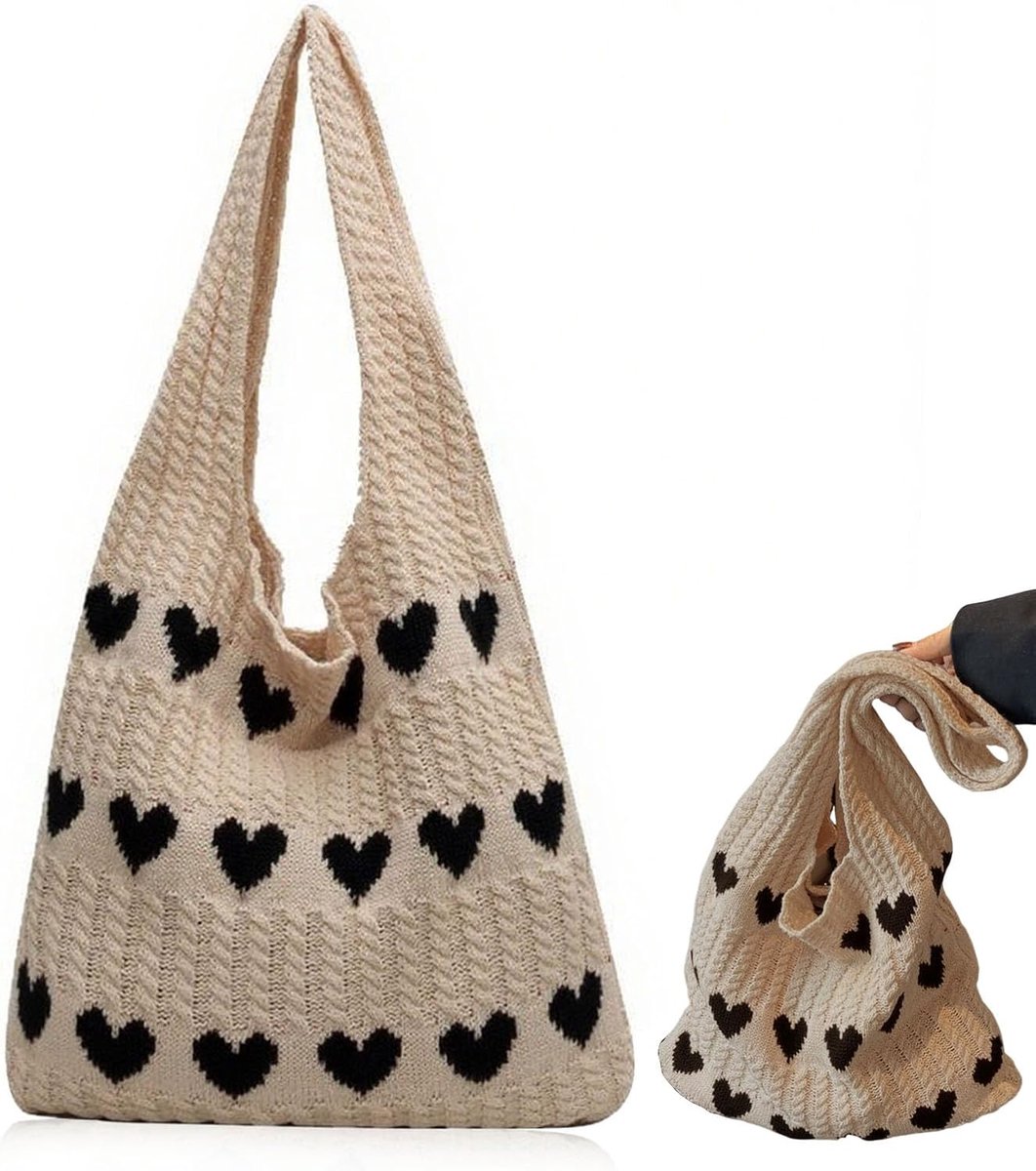 gehaakte schoudertas - lichte gebreide tas - dames tote bag - stijlvol en praktisch - ShopVlot