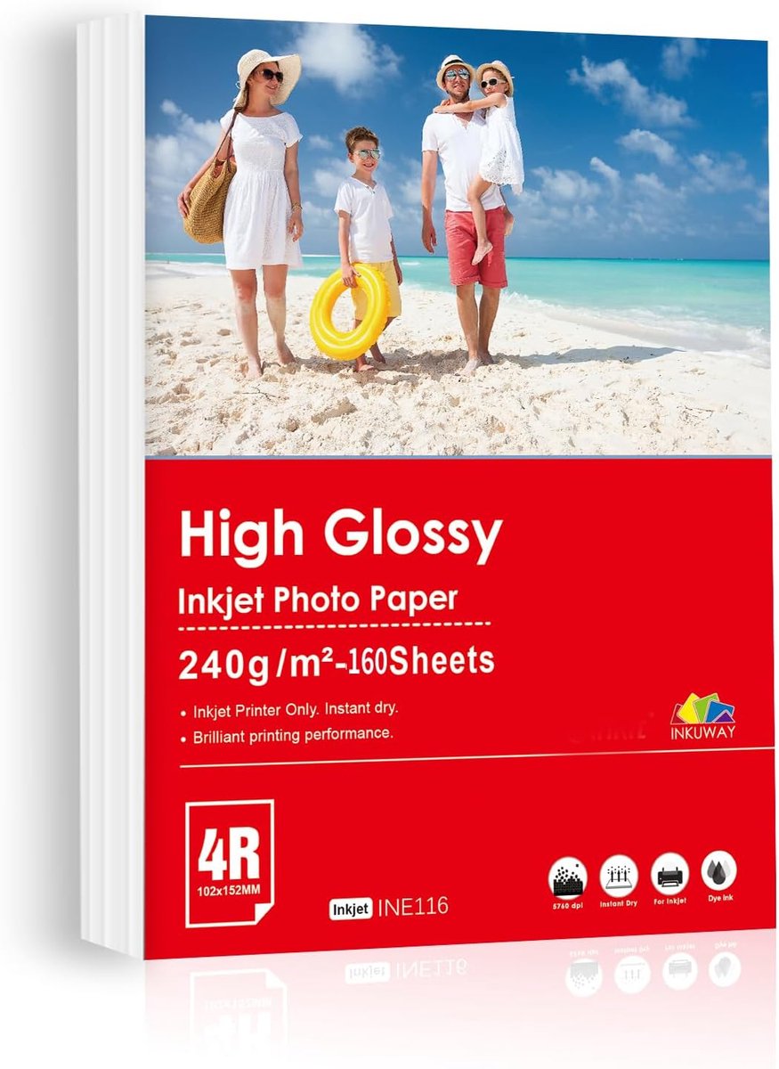 Fotopapier 160 vellen 10x15cm - 240gsm glanzend - ideaal voor inkjetprinters - scherpe afdrukken - ShopVlot