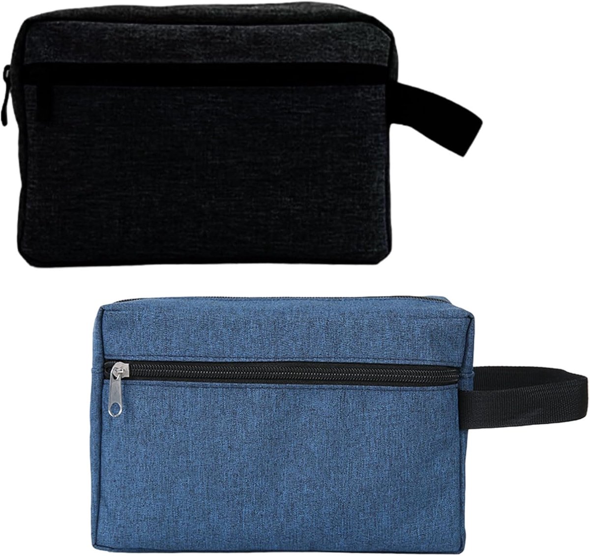 Toilettas set van 2 - waterdichte toilettassen - zwart en blauw - ideaal voor reizen - ShopVlot