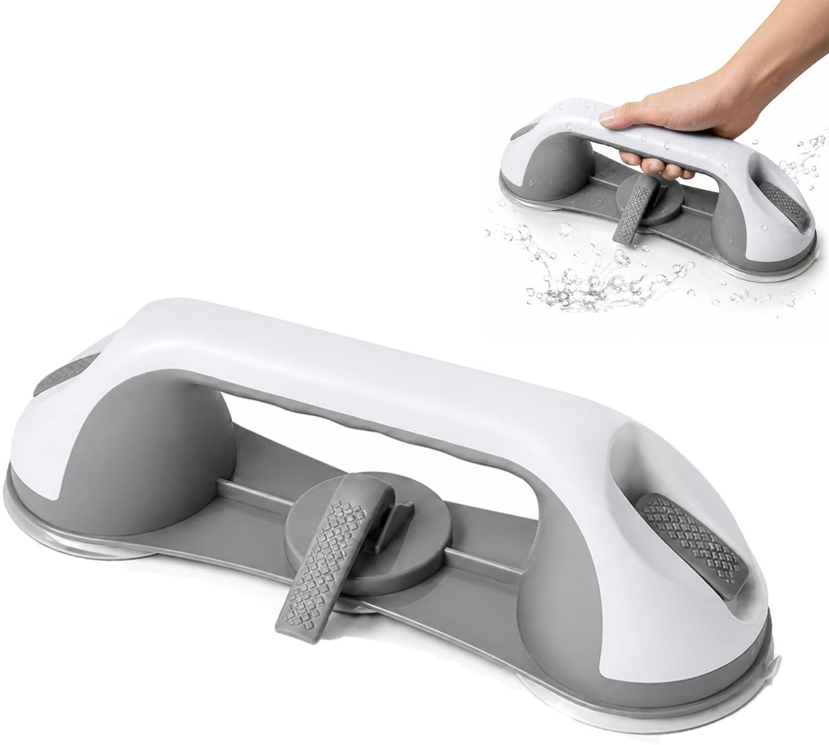 Handgreep voor senioren 28 cm - wit-grijs - antislip - veilig gebruik in badkamer - ShopVlot