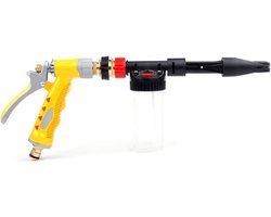Autowassen Spray - Schuimspuit Reiniger - Voertuig Reinigen - Instelbare Verhoudingsknop - 19 x 15.5 x 7.5 cm - Geel