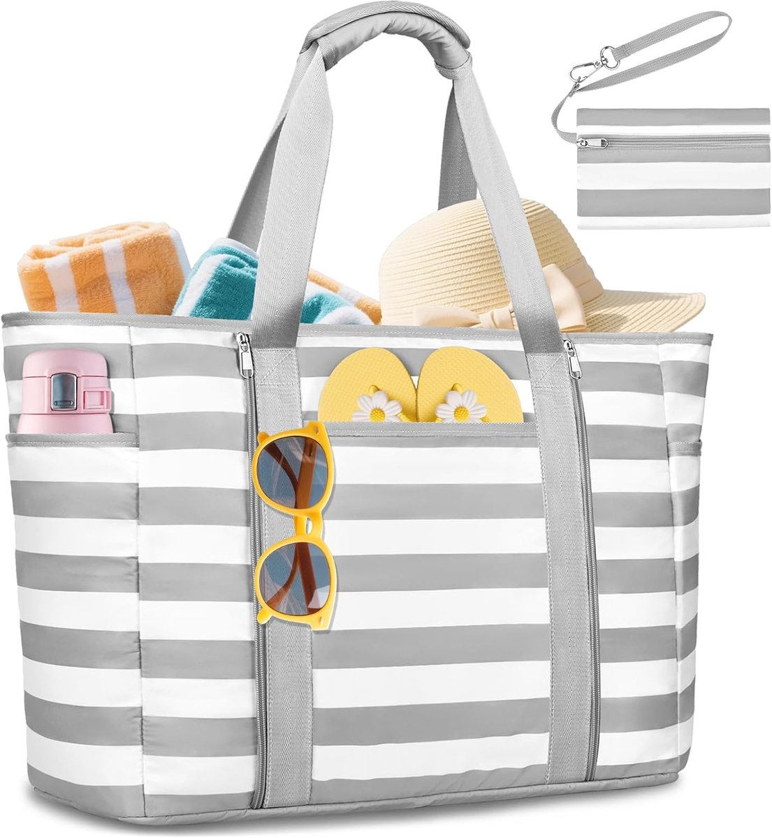 Strandtas XXL Waterproof 45L - Vouwbaar - 12 Praktische Vakken - Ideaal voor Zwembad en Reizen - SnelShoppen