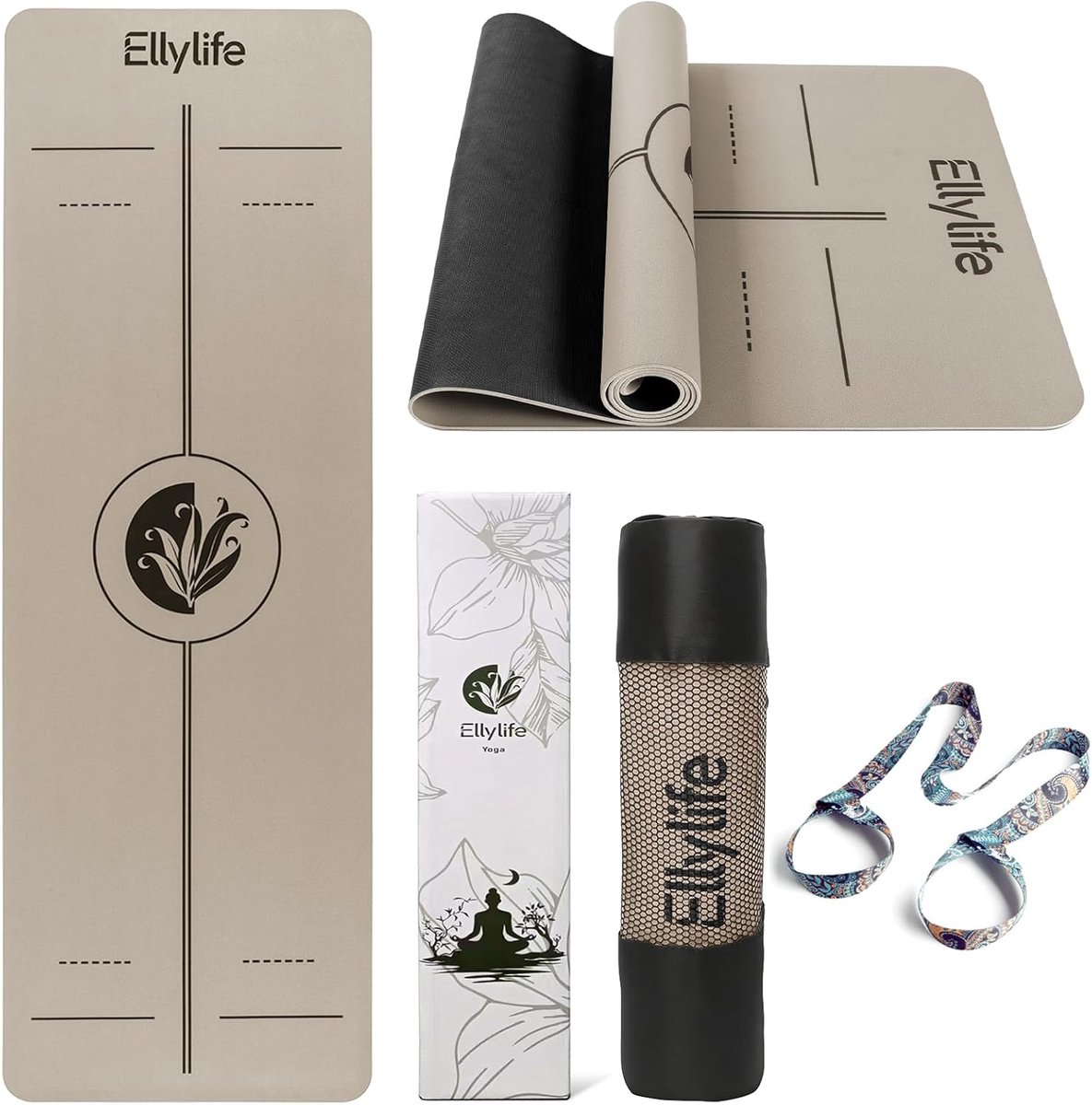Yoga mat met anti-slip - natuurlijk rubber - extra dik en duurzaam - ideaal voor yoga en pilates - SnelShoppen