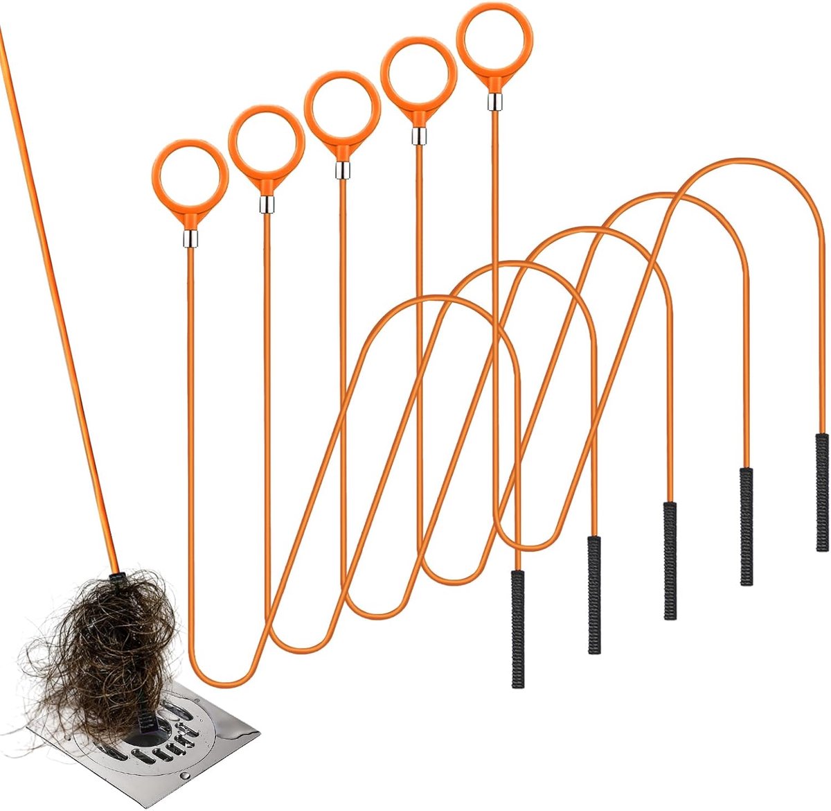 Afvoer slang 72cm - nylon gecoat staal - herbruikbare verstoppingsoplossers - effectief voor badkamer - SnelShoppen