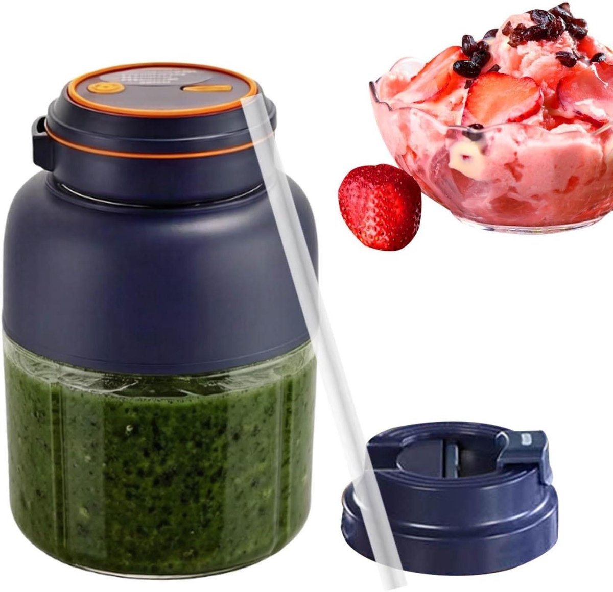 Draagbare Blender - Mixbeker Sapcentrifuge - Drankjes Maken - Draadloos Verstelbaar - 1300 ml - Blauw