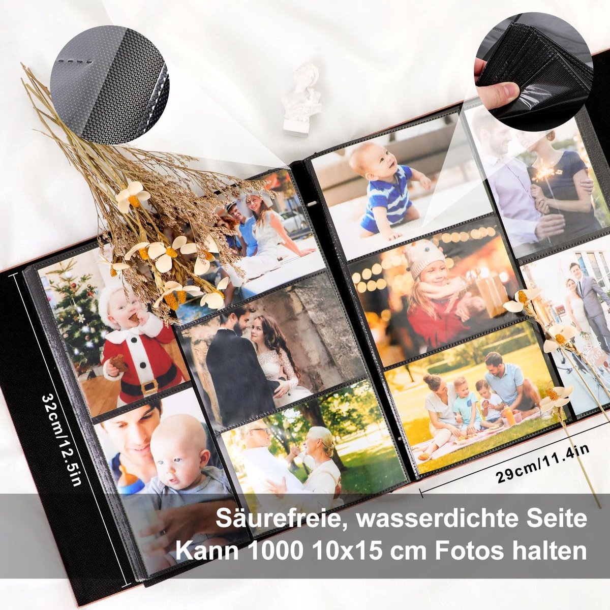 Fotoalbum 10 x 15 cm - Grote linnen uitvoering - 1000 compartimenten - Bewaar je mooiste herinneringen - SnelShoppen