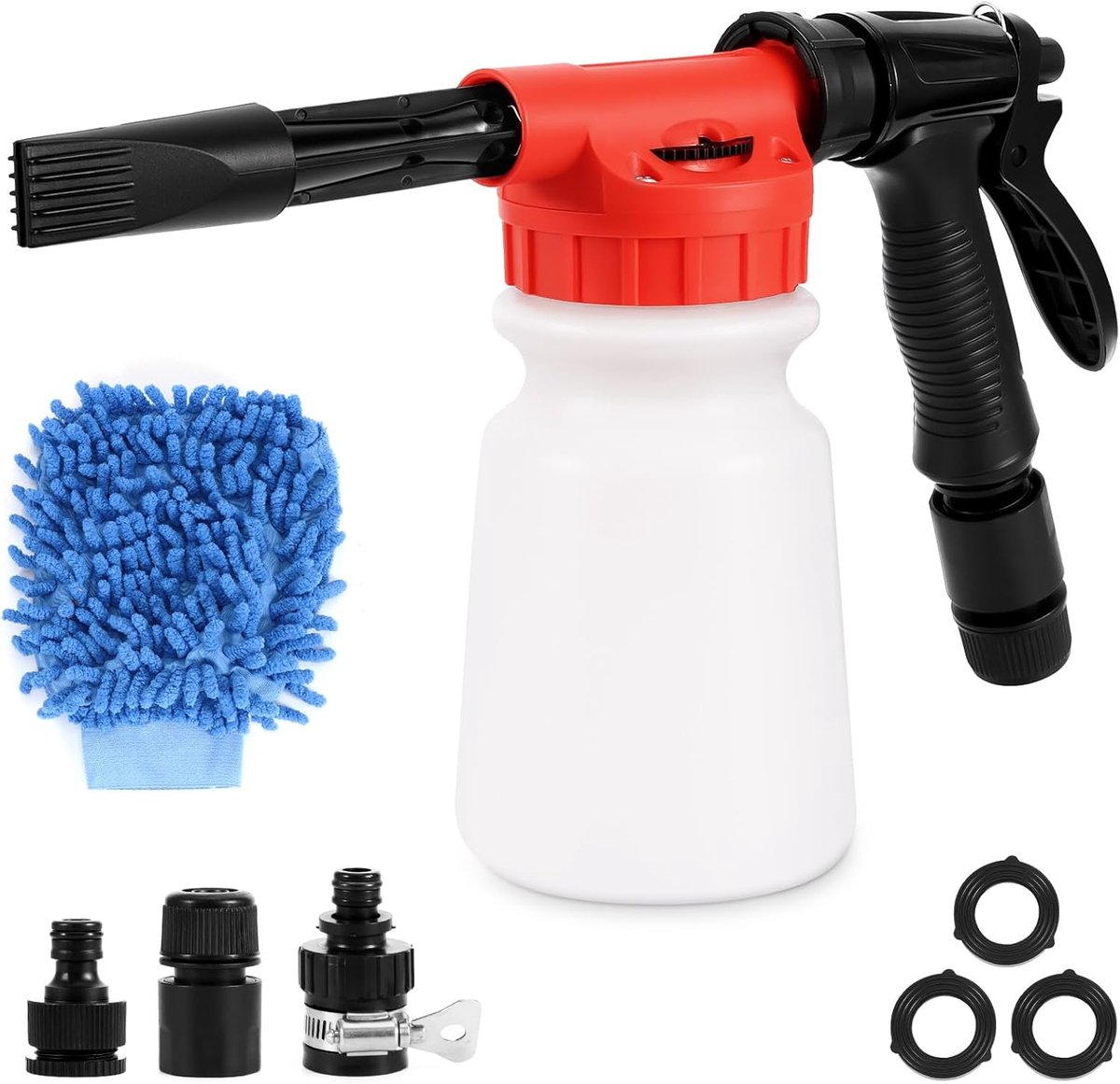 Foam gun 900ml - 2-in-1 verstelbare schuimlans - met chenille handschoenen - efficiënt reinigen van auto en huis - SnelShoppen