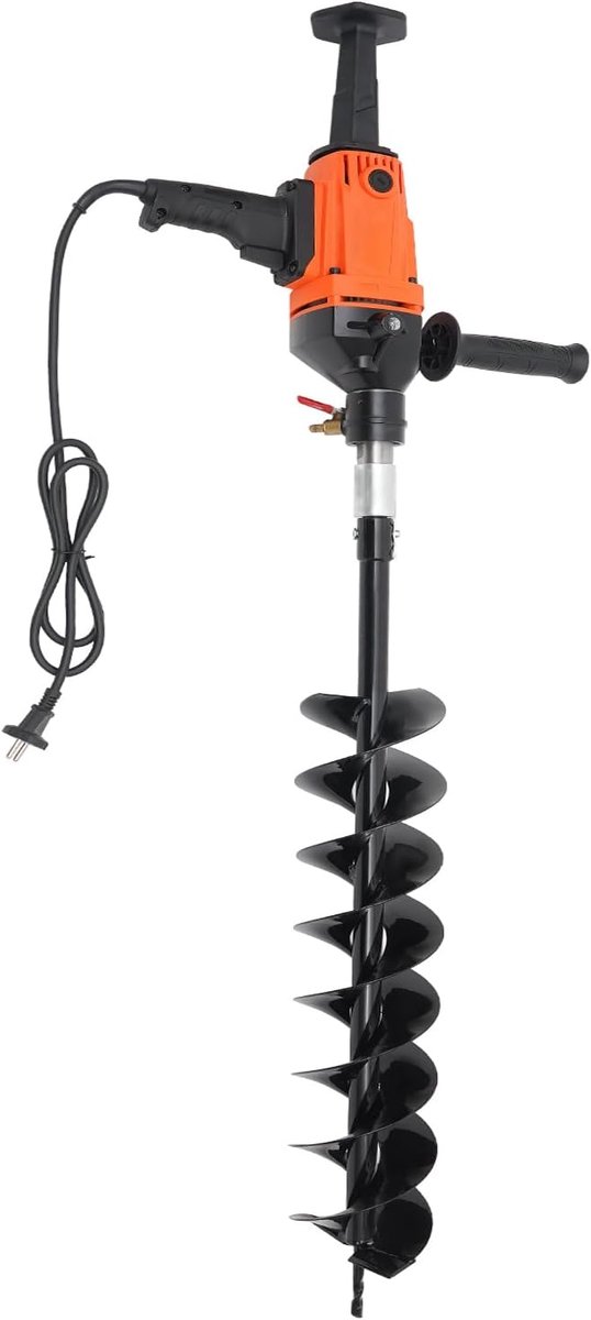 Grondboor, grondboor, paalboor, tuinboor, boorlengte 120 mm, handheld paalboor, traploze snelheidsregelaar, 1900 W