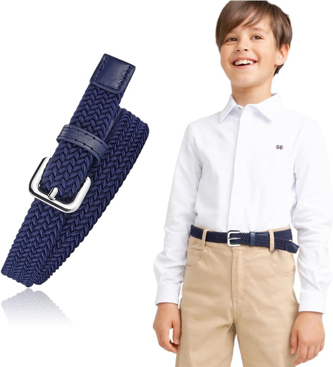 Elastische riem, marineblauw, 2 cm breed, 84 cm lang, modieus en duurzaam, voor kinderen