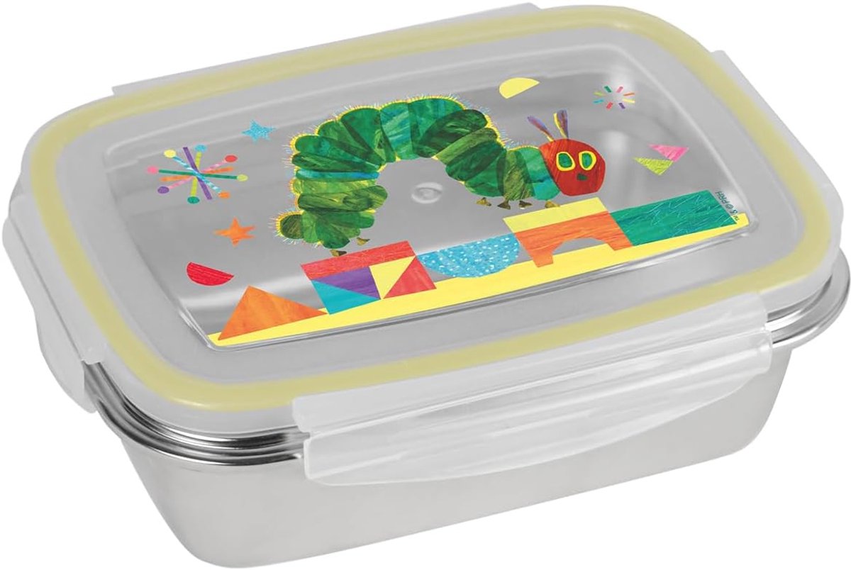 Broodtrommel met rups Nooitgenoeg, Hello Friend, 550 ml, roestvrij staal, broodtrommel, lunchbox, paarden, luchtdicht, geschikt voor levensmiddelen