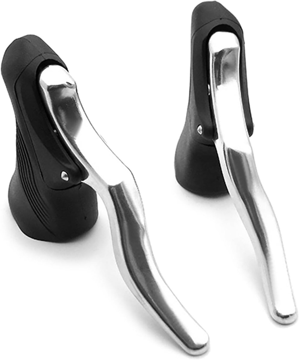 Lichtgewicht Aluminium Racefietsremhendel, Stuurremhendel voor Mountainbikes en Racefietsen van 22,2-23,8 Mm (zwart gelakt zilver)