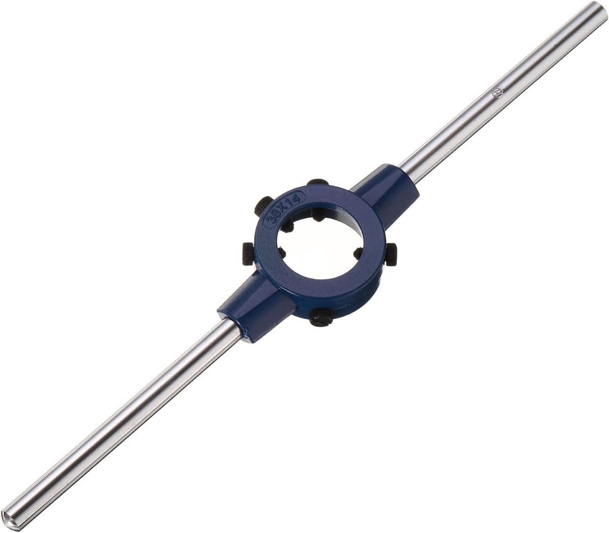Schroefdraadboor voor buizen 38 mm (1,5 inch) houder, greep, sleutel, instelbare schroefdraad, reparatiegereedschap, bouten (metrische matrijzen M12-M14/matrassen Od 38 mm)