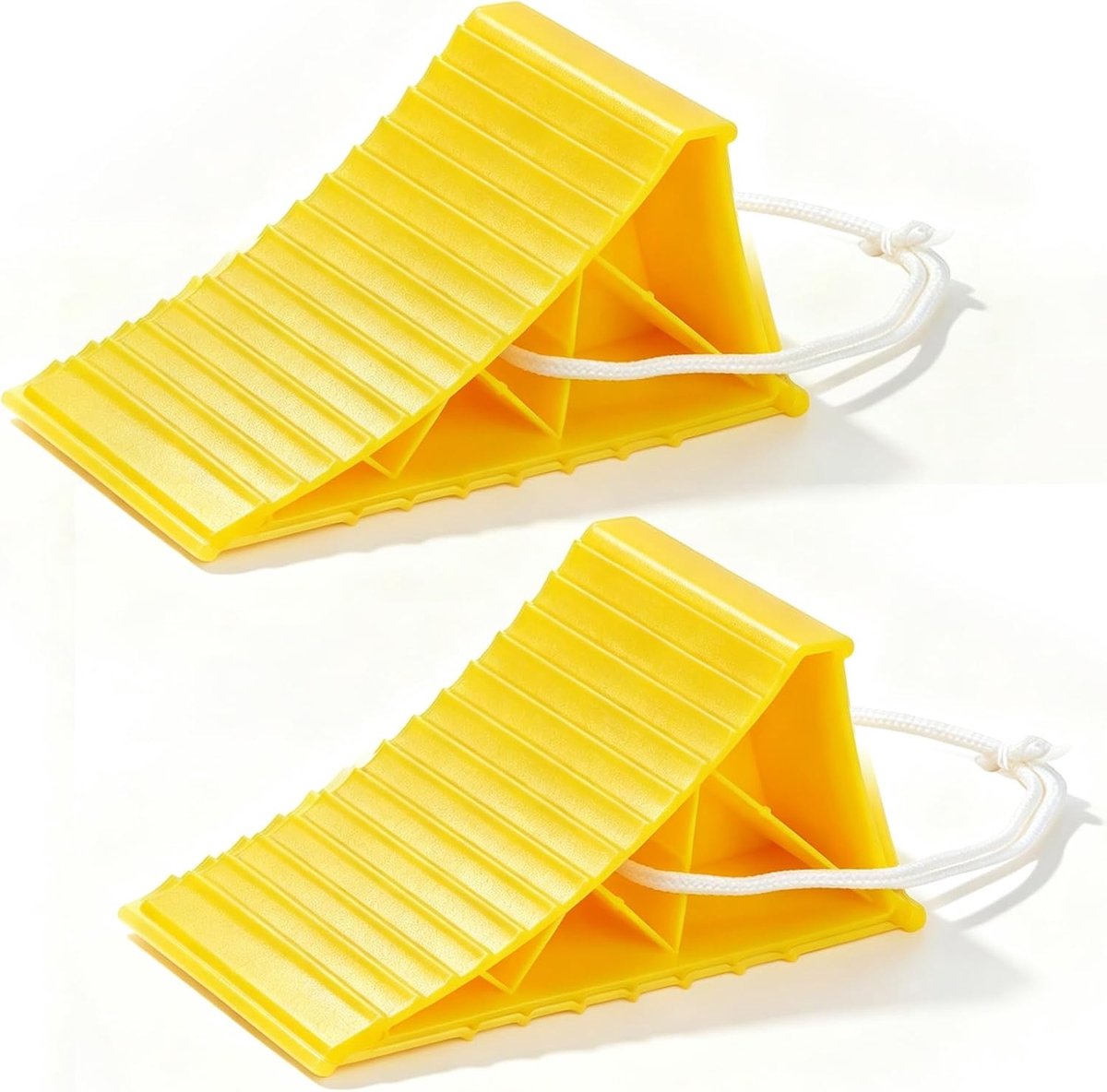 2 stuks wielwiggen, aanhangers, 220 x 110 x 105 mm, wielwiggen, voor auto's, aanhangers, caravans, campers (geel)