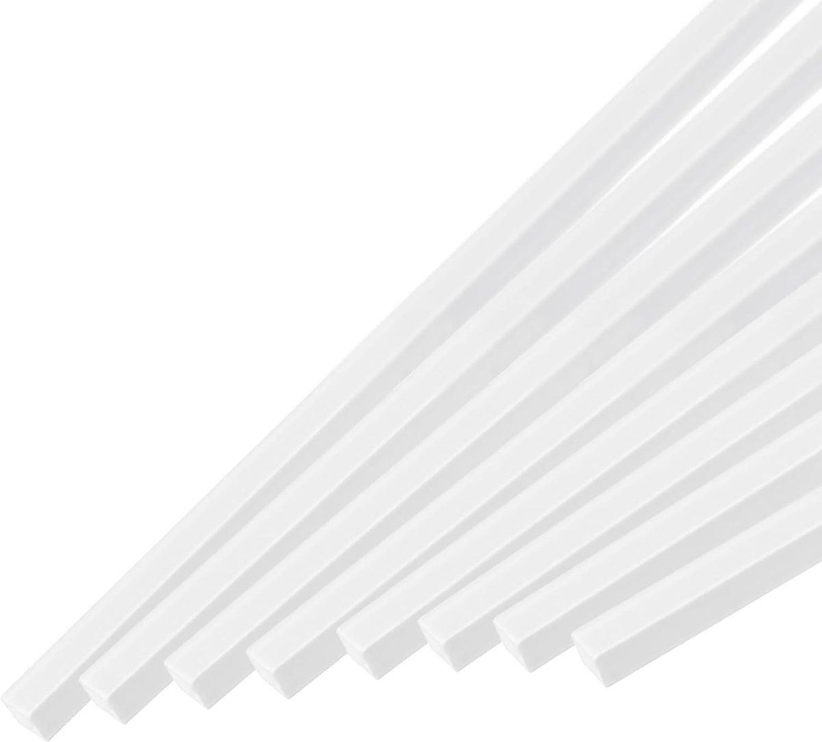 10 stuks vierkante stangen van ABS, 2 x 2 x 500 mm, solide stang van ABS-kunststof, gesorteerde set van witte kunststof voor architectuurmodellen