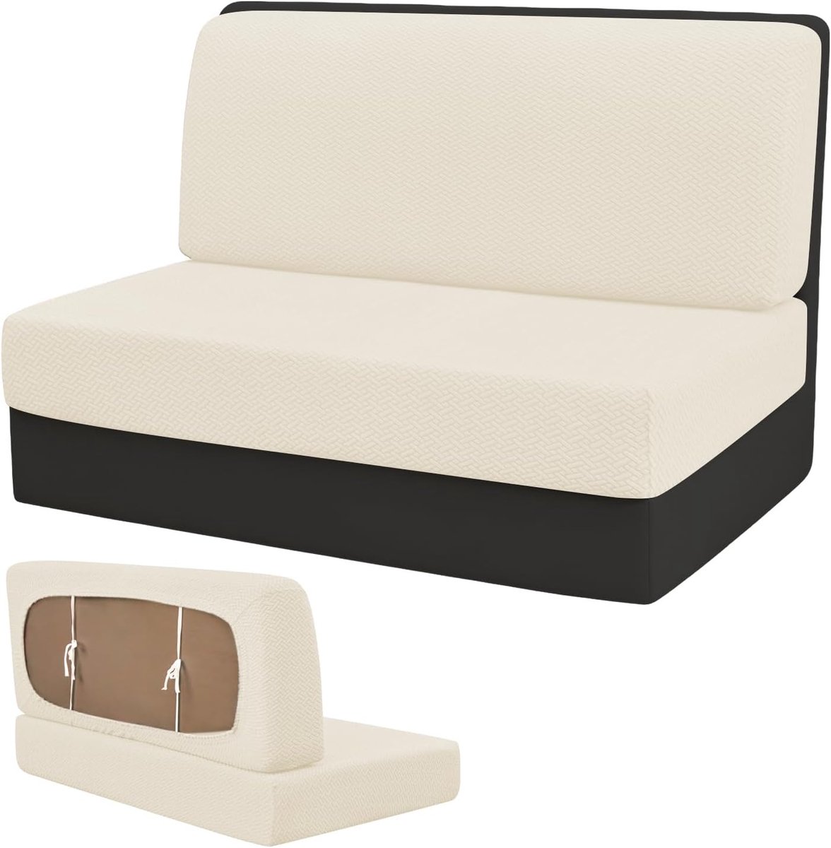 Overtrekken voor caravankussen, stoelhoezen, camper, stretch, waterdicht, caravanbekleding, rugleuning en zitkussen, elastische hoezen voor camper, caravan, zitgroep (beige)