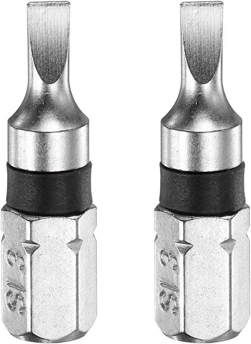 2 stuks sleufschroevendraaierbit SL3 1/4 inch zeskantige schacht 25 mm lengte magnetische platte kop zeskantbits S2 staal elektrische schroevendraaierbit