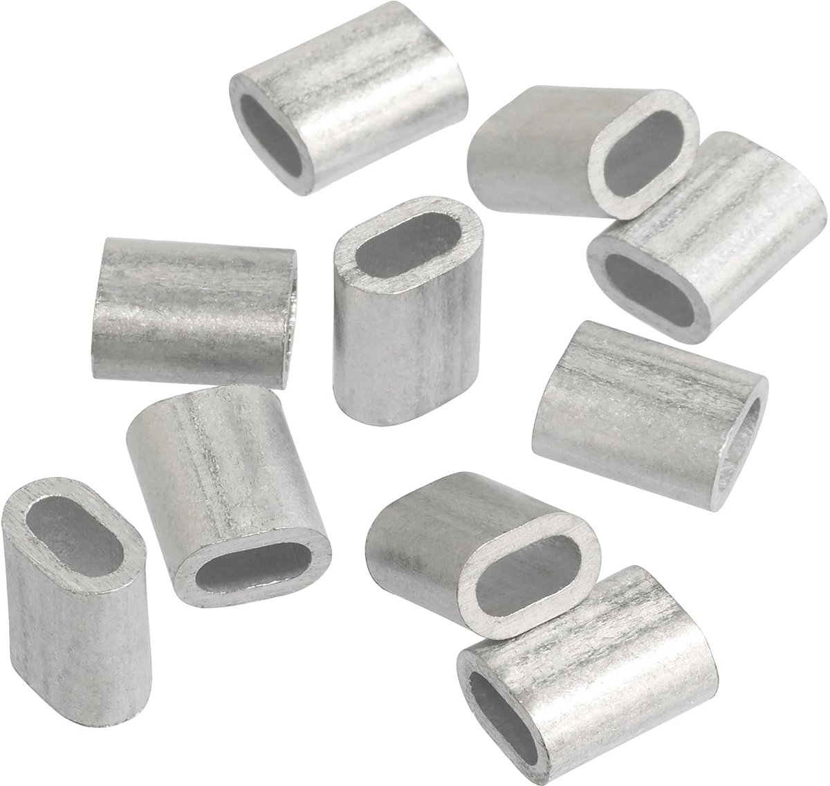 - C65268-set van 10 klemhulzen voor kabel/staaldraad Ø3 mm DIN 3093 - knijphuls - kabelklem hangbanner zonnezeil draadkabelklemmen kabel - aluminium - zilverkleurig