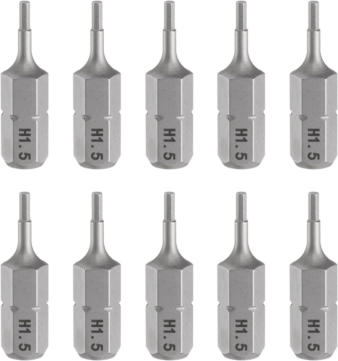 10 stuks H1,5 zeskantige schroevendraaierbit 1/4 inch zeskantschacht 25 mm / 1 inch lengte magnetische zeskantige kop Hex bits S2 staal bitset voor elektrische schroevendraaier
